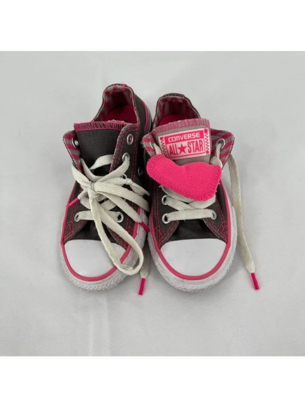 Kid's Converse Chuck Taylor All Star Double-Tongue Sneakers Pink Grey Size 10.5